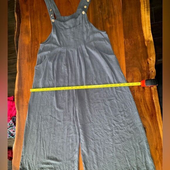 ANRABESS JUMPSUIT LOOSE SLEEVELESS ADJUSTABLE STRAPS BIB WIDE LEG W/POCKETS sz M - Picture 13 of 16
